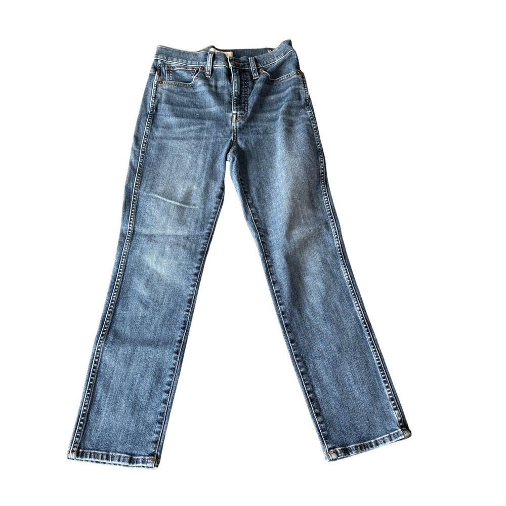 Madewell Stovepipe Jeans High Rise Straight Leg Blue Denim Size 25